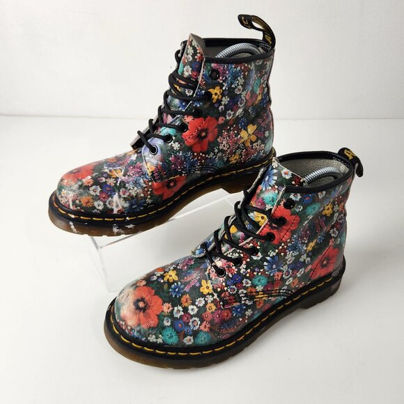 Dr. Martens Shoes - Dr Martens Boots Womens 8 Multi Floral Wanderlust Lace Up Combat 1460 Pascal